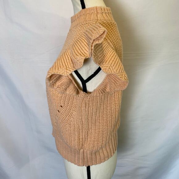 Universal Thread Womens Knit Short Sleeve Top Medium Flutter Sleeve High Neck - Picture 5 of 10